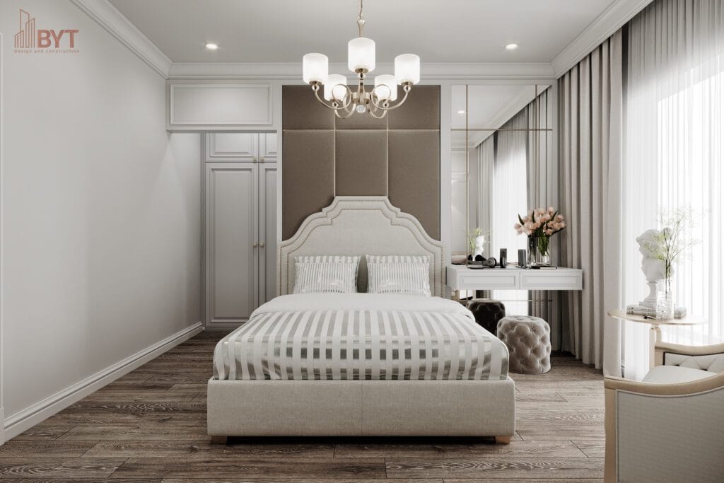 NỘI THẤT PHÒNG NGỦ TÂN CỔ ĐIỂN - DỰ ÁN HIM LAM HÀ ĐÔNG - Phòng ngủ nhỏ 1
