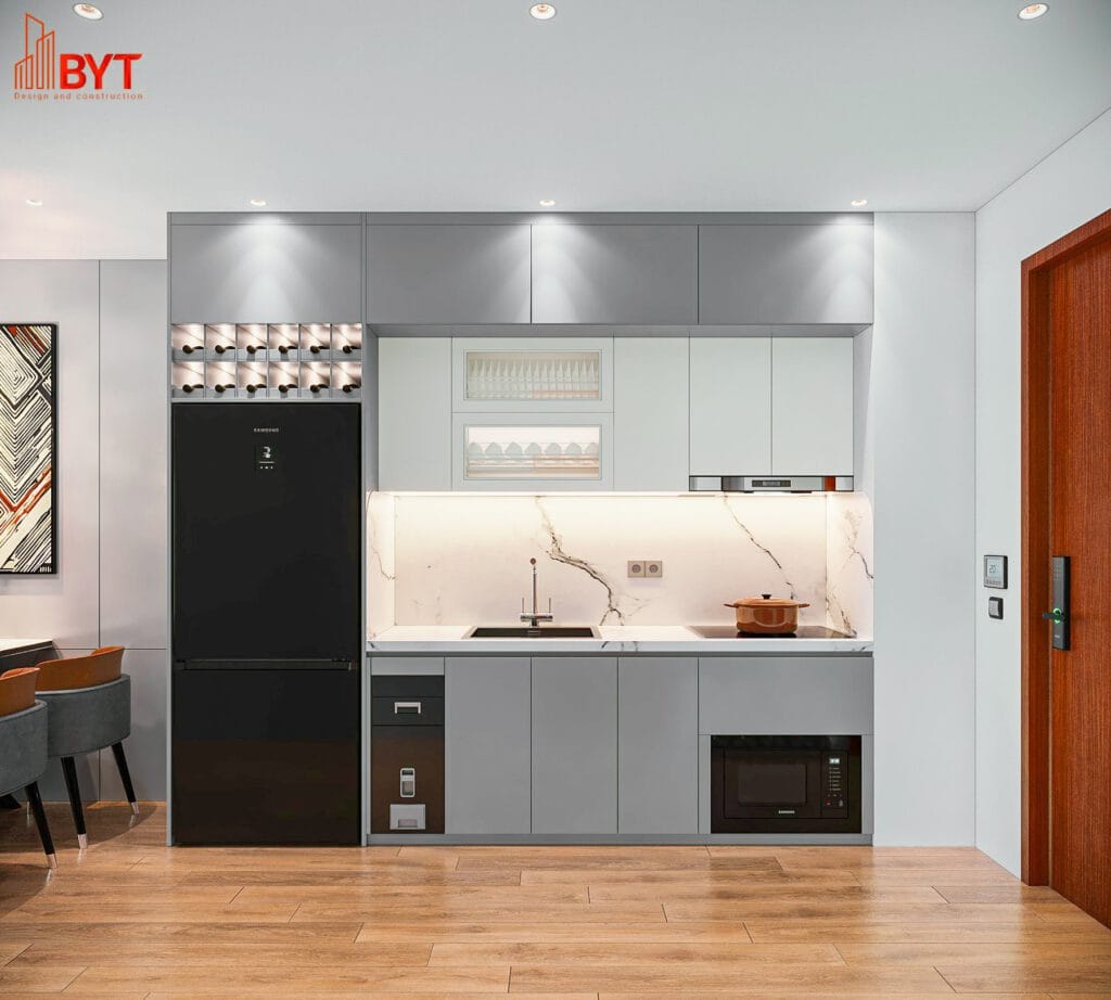 THIẾT KẾ NỘI THẤT CĂN HỘ NHỎ TẠI CHUNG CƯ CT3 NGHĨA ĐÔ - Phòng bếp