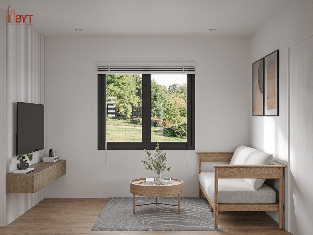 THIẾT KẾ THI CÔNG NỘI THẤT: DỰ ÁN NHÀ HỘP MINI HÀ ĐÔNG - phòng khách