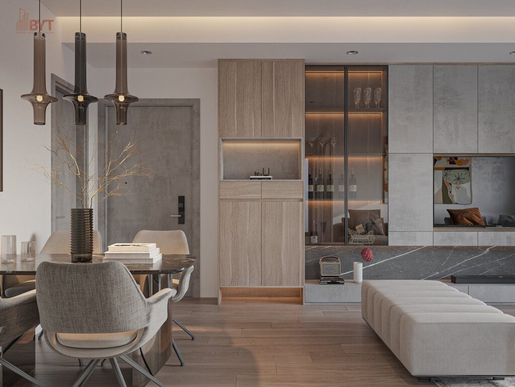 THIẾT KẾ NỘI THẤT CĂN HỘ 2 PHÒNG NGỦ TIMES CITY - MẪU 1 - TỔNG QUAN 2
