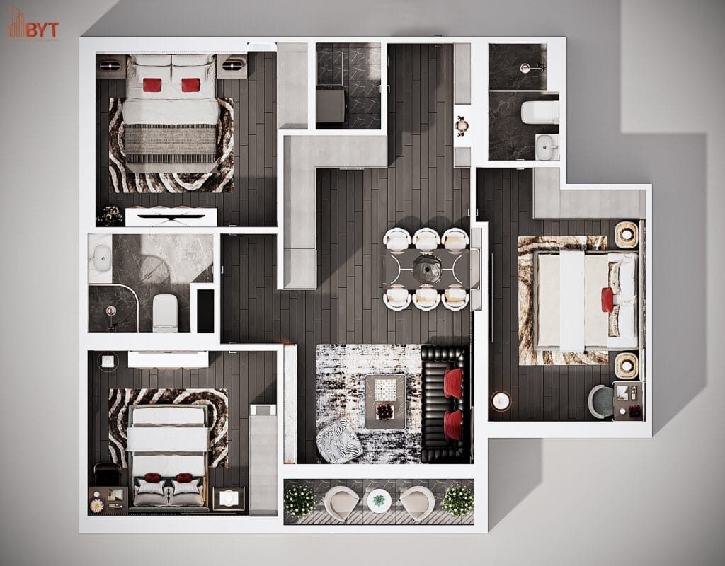 50+ MẪU THIẾT KẾ NỘI THẤT CĂN HỘ ĐẸP VÀ KHOA HỌC - Nội thất căn hộ 100m2