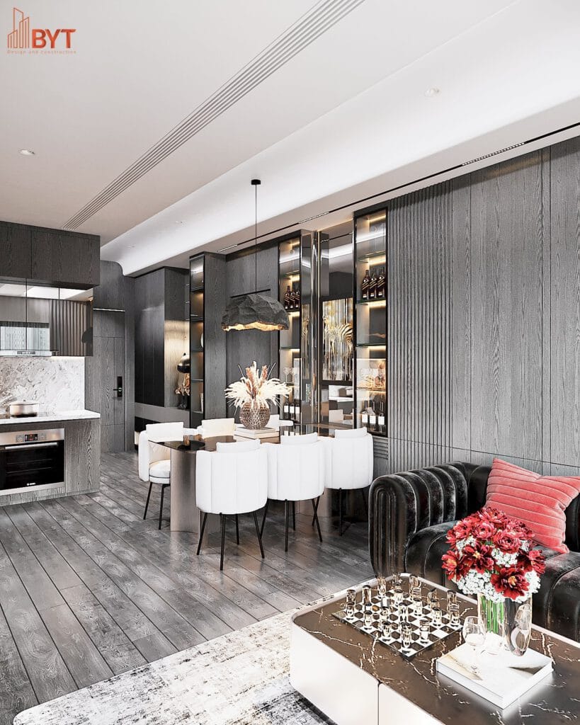 THIẾT KẾ THI CÔNG NỘI THẤT CĂN HỘ 3 PHÒNG NGỦ VINSHOMES - phòng bếp