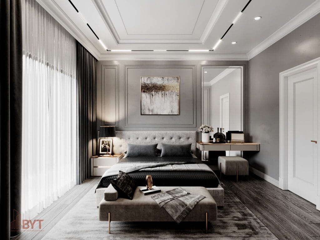 Thiết kế nội thất căn hộ Biệt thự Xuân phương - phòng ngủ