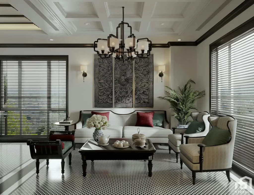 Mẫu thiết kế nội thất Indochine phòng khách