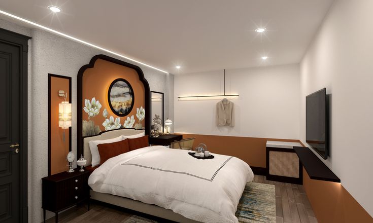 Mẫu thiết kế nội thất Indochine phòng ngủ