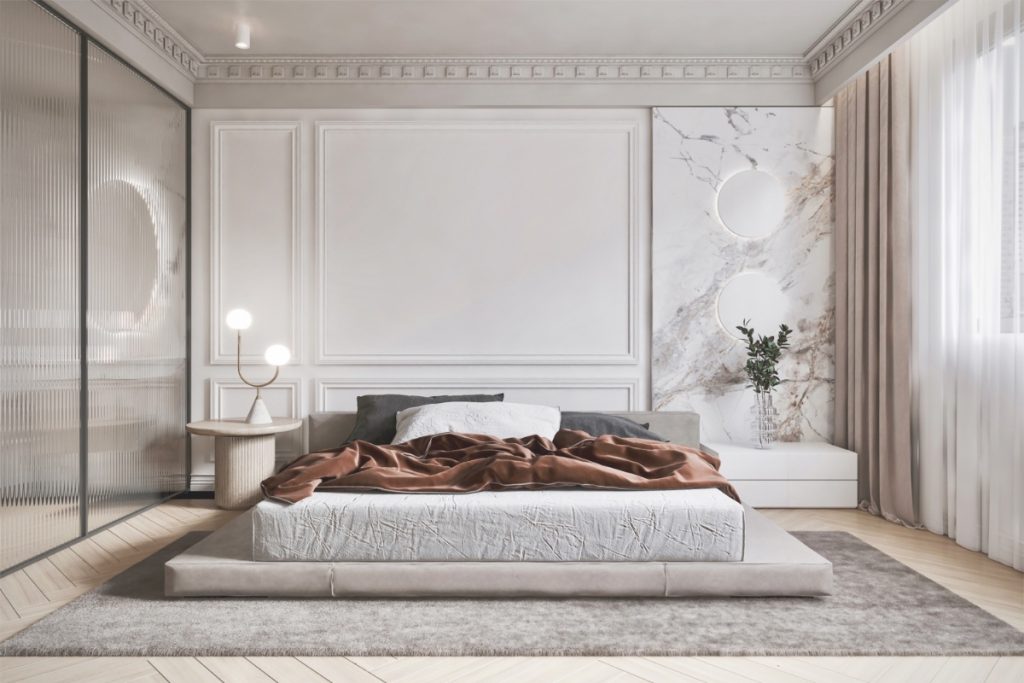 Mẫu nội thất phòng ngủ tân cổ điển tối giản