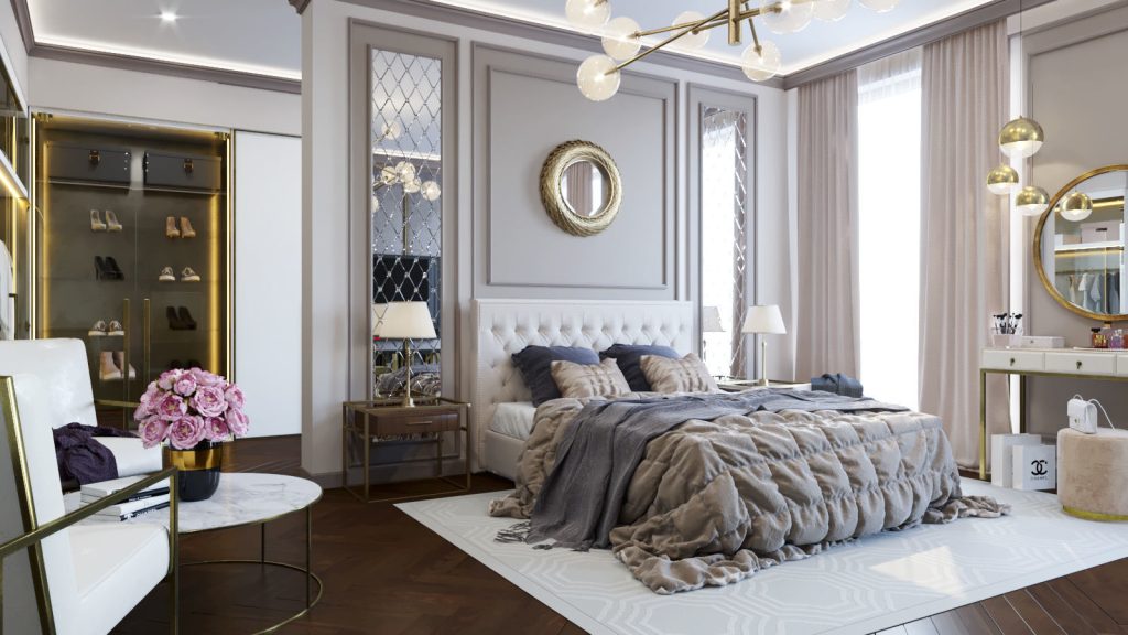 Thiết kế phòng ngủ tân cổ điển 15m²