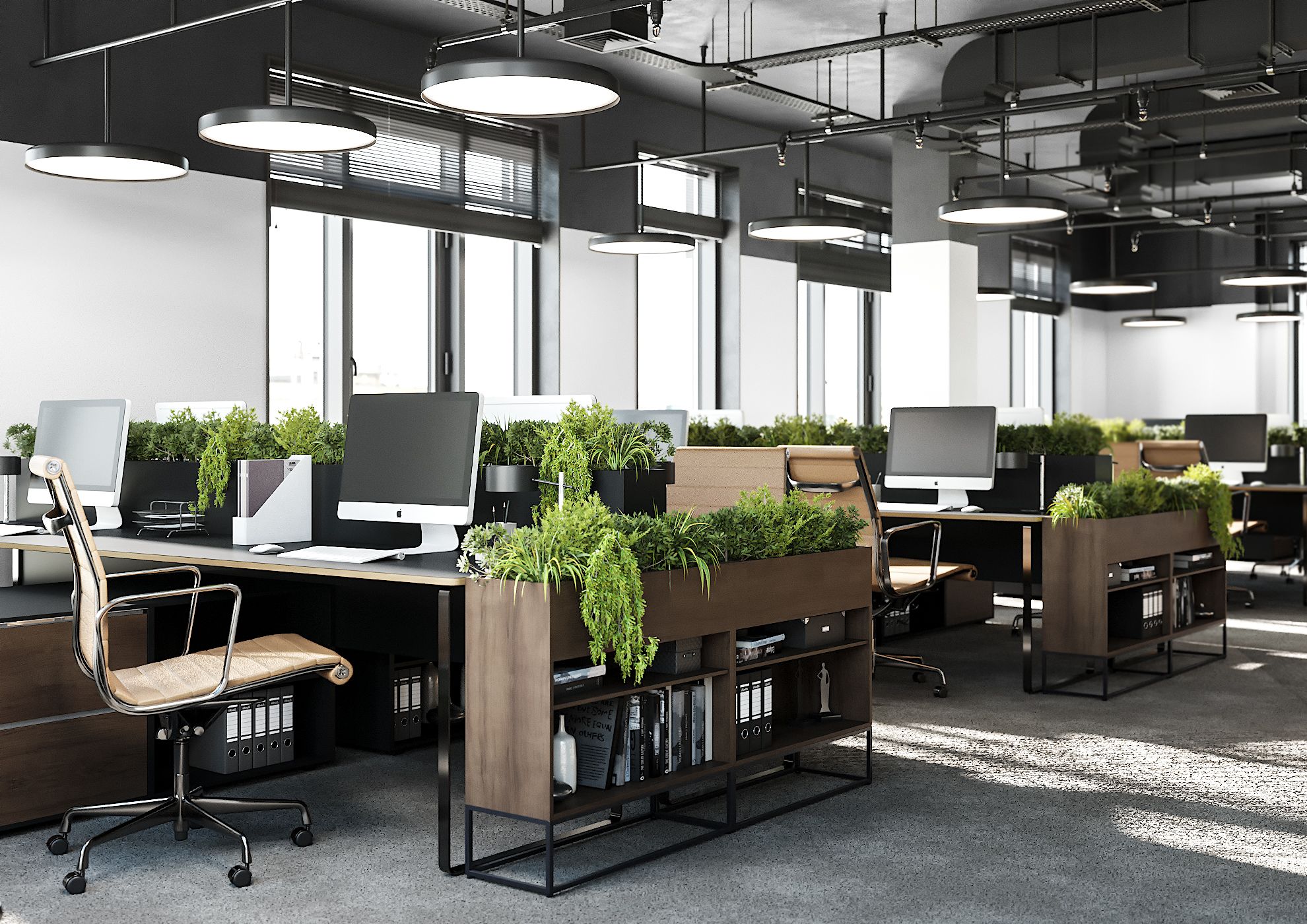 Thiết kế văn phòng 70m2 với cây xanh
