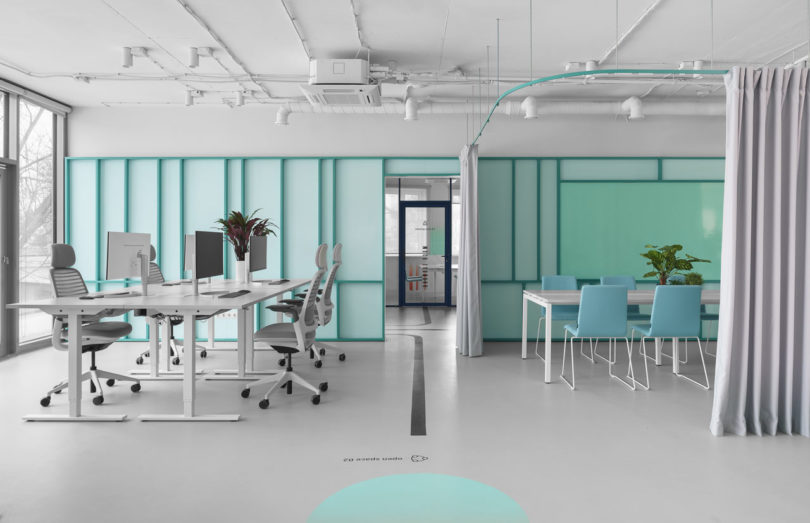 Mẫu thiết kế văn phòng 30m2 sử dụng tông màu pastel