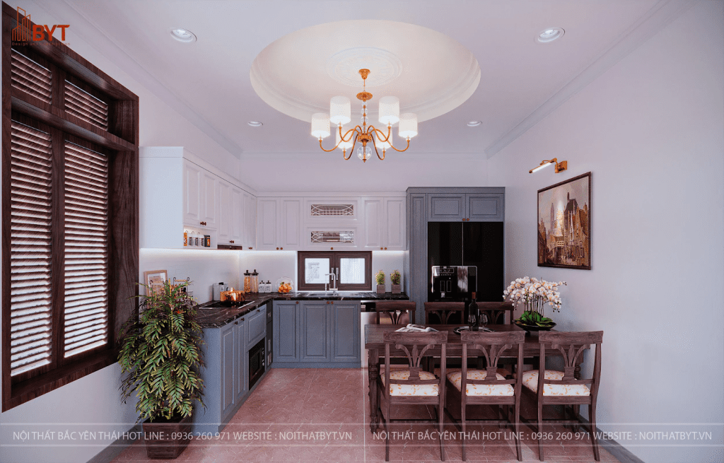 Hình ảnh phòng bếp căn hộ 60m2 nhỏ gọn và thiết bị hiện đại