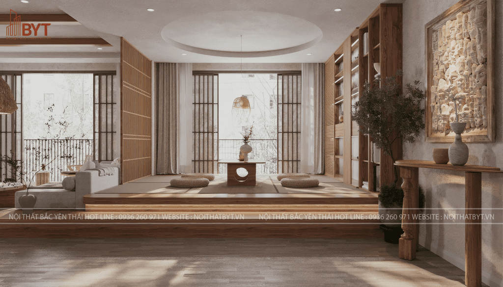Mẫu thiết kế nội thất căn hộ 65m2 phong cách Nhật Bản - Japandi