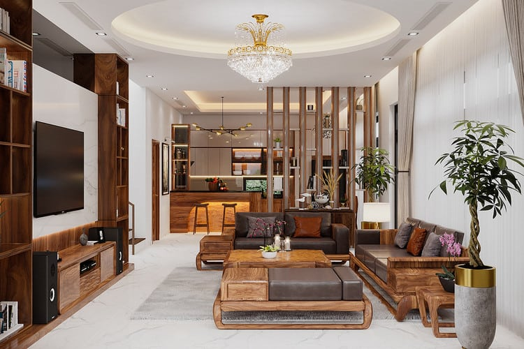 Mẫu thiết kế nội thất phòng khách chung cư 60m2