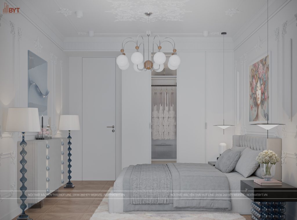 Mẫu thiết kế nội thất phòng ngủ căn hộ 54m2