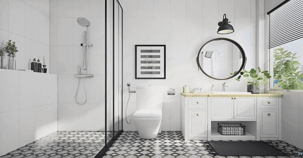 Mẫu thiết kế nội thất phòng tắm chung cư 60m2