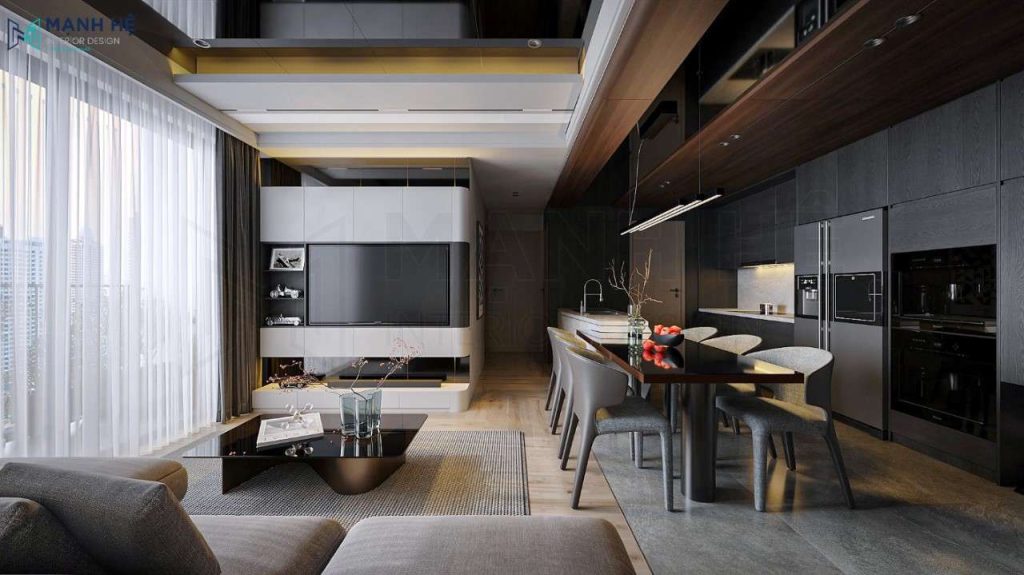 Thiết kế nội thất phòng bếp chung cư 58m2