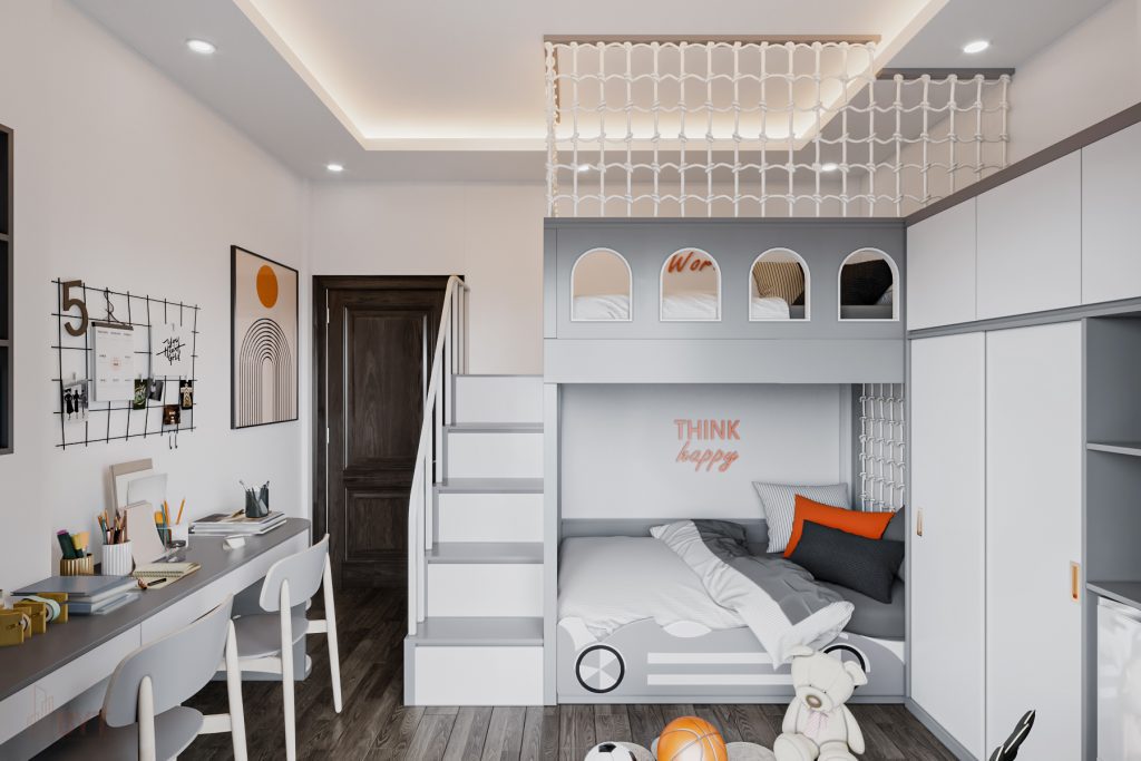 Mẫu nội thất phòng ngủ đơn giản cho trẻ em