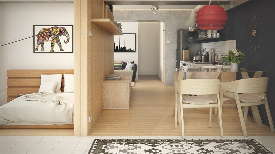 Mẫu thiết kế chung cư 58m2 cho người độc thân