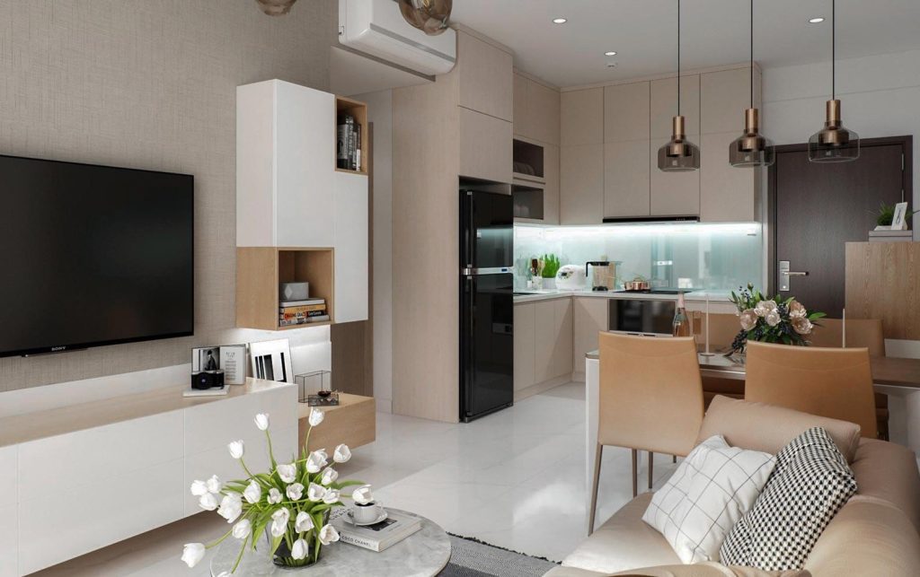 Mẫu thiết kế nội thất căn hộ 40m2 1 phòng ngủ