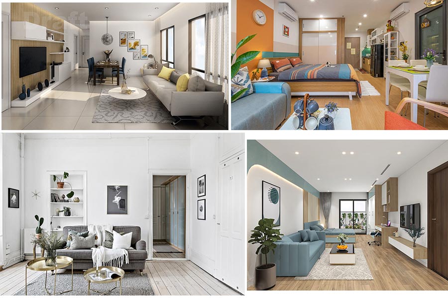 Mẫu thiết kế nội thất căn hộ 40m2 không phòng ngủ (Studio)