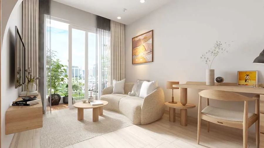 Mẫu thiết kế nội thất chung cư 67m2 phong cách Nhật Bản