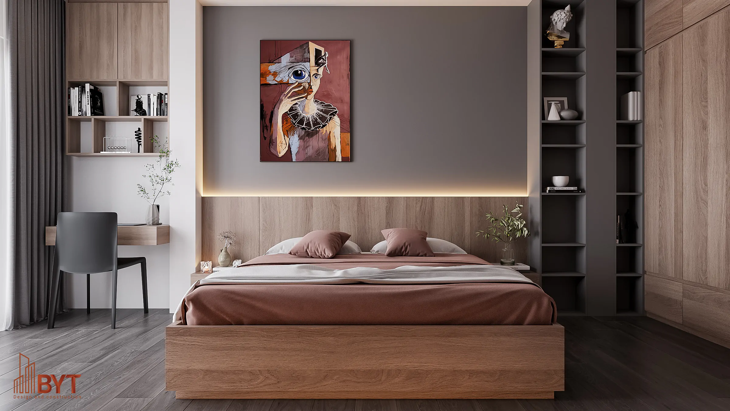 Thiết kế phòng ngủ 24m2 phong cách Bắc Âu
