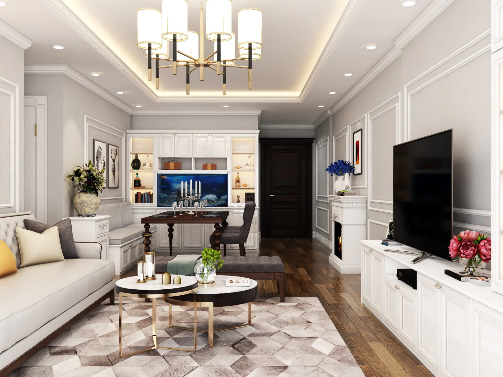 Thiết kế phòng khách 20m2 cho chung cư - Mẫu 1