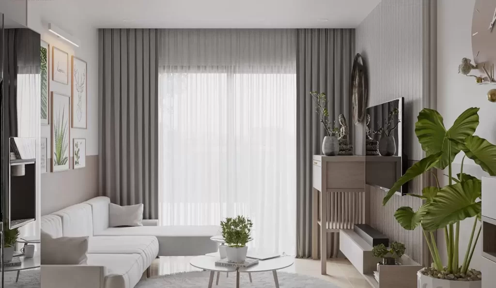 Thiết kế chung cư nhỏ dưới 30m2 với giường gấp và không gian tối giản.