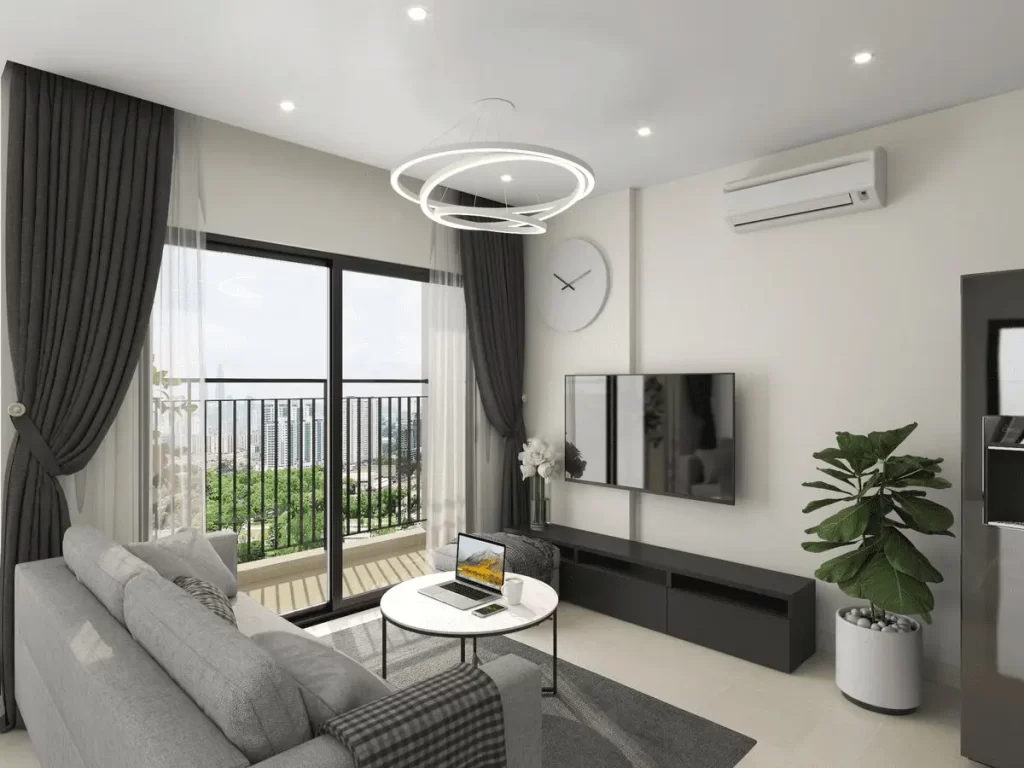 Thiết kế nội thất phòng khách 58m2