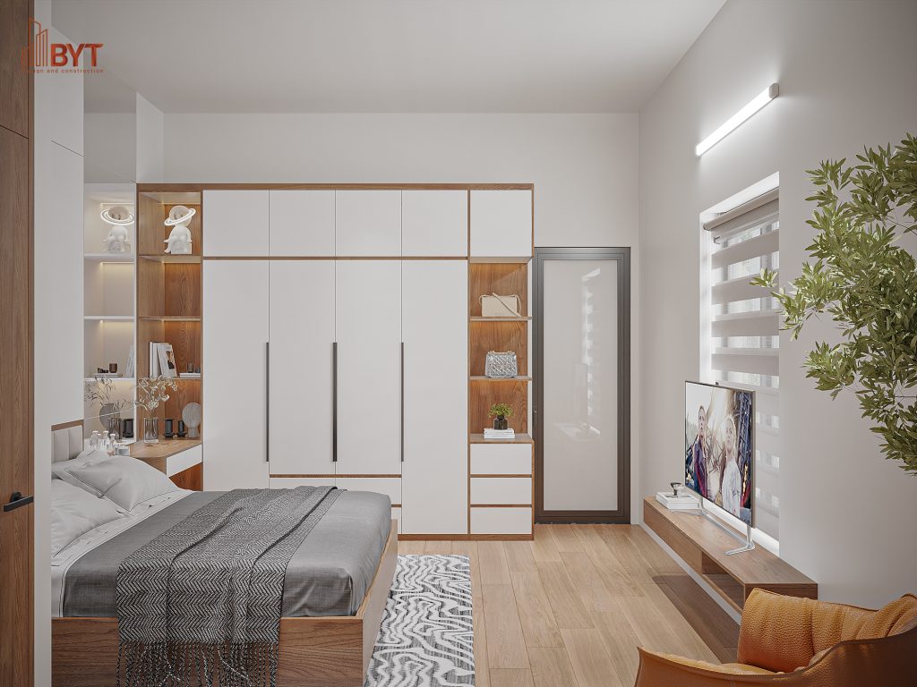 Thiết kế nội thất phòng ngủ chung cư 58m2