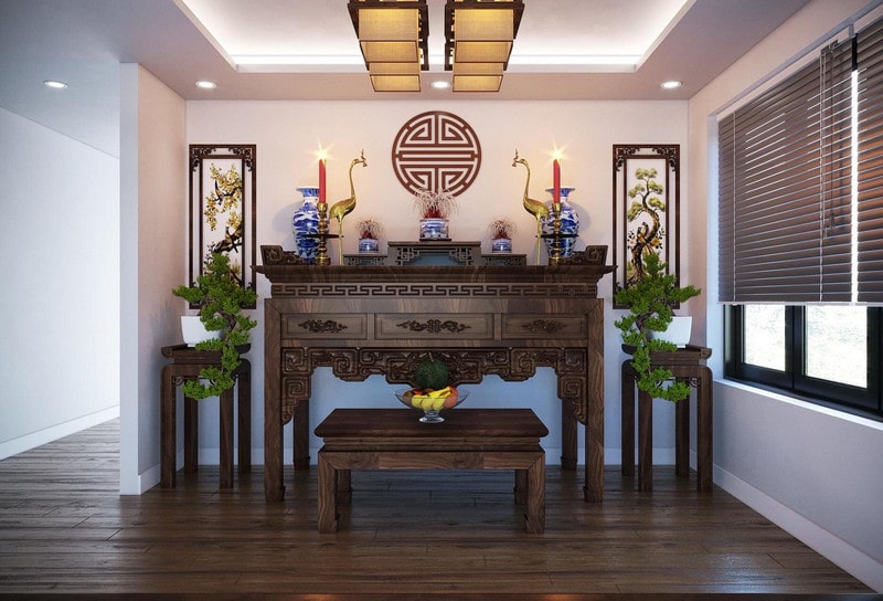 Thiết kế nội thất phòng thờ nhà phố Hà Đông