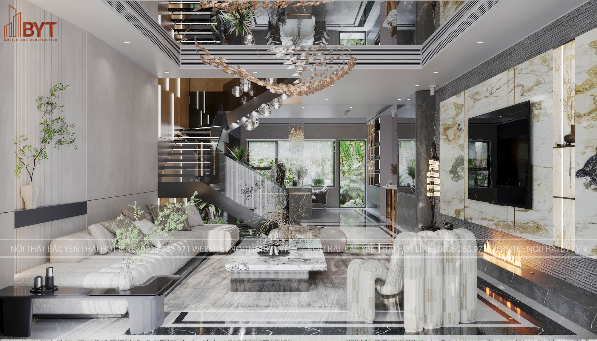Thiết kế phòng khách liền bếp 25m2 phong cách Bắc Âu