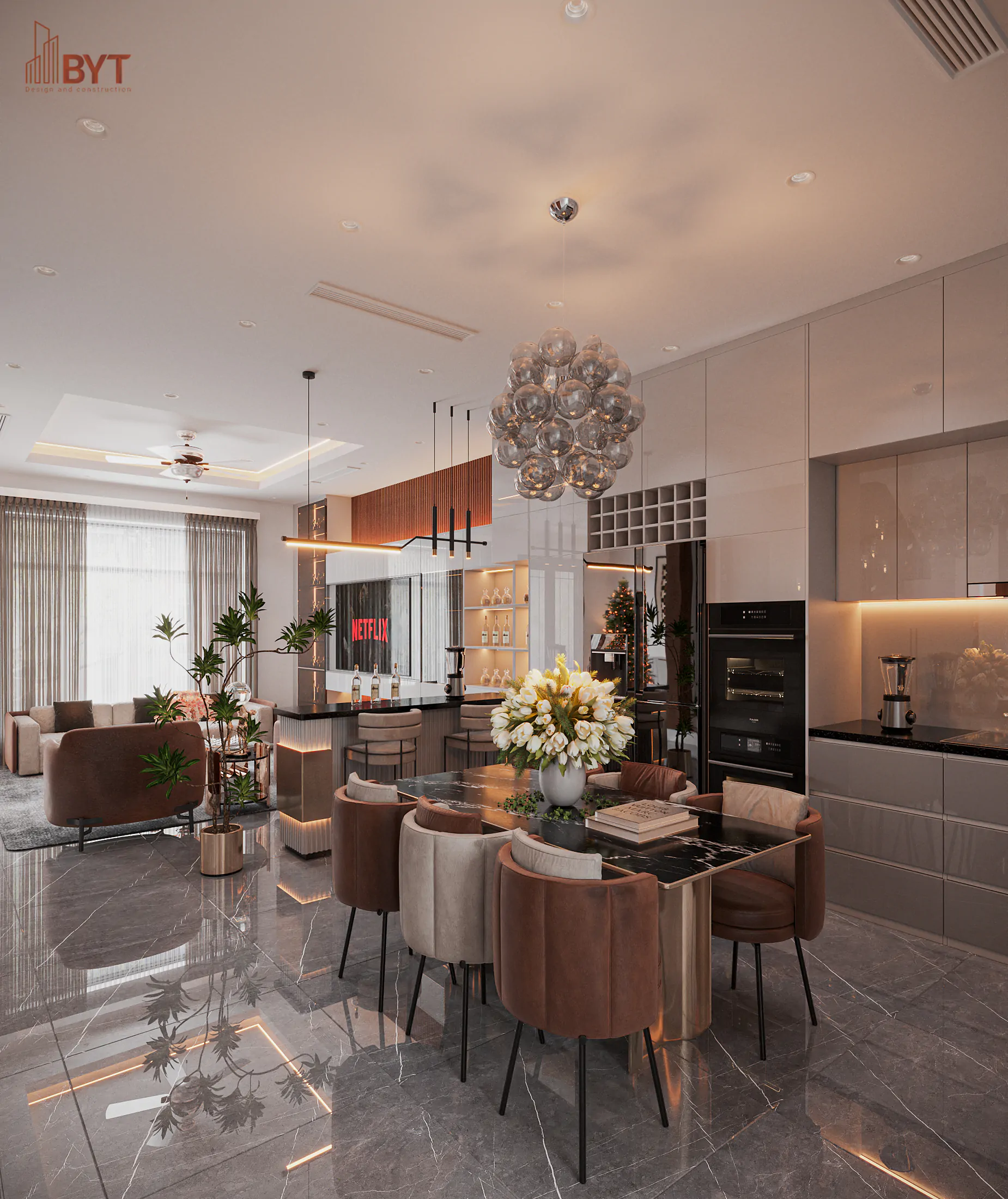 Thiết kế phòng bếp 15m2 đẹp