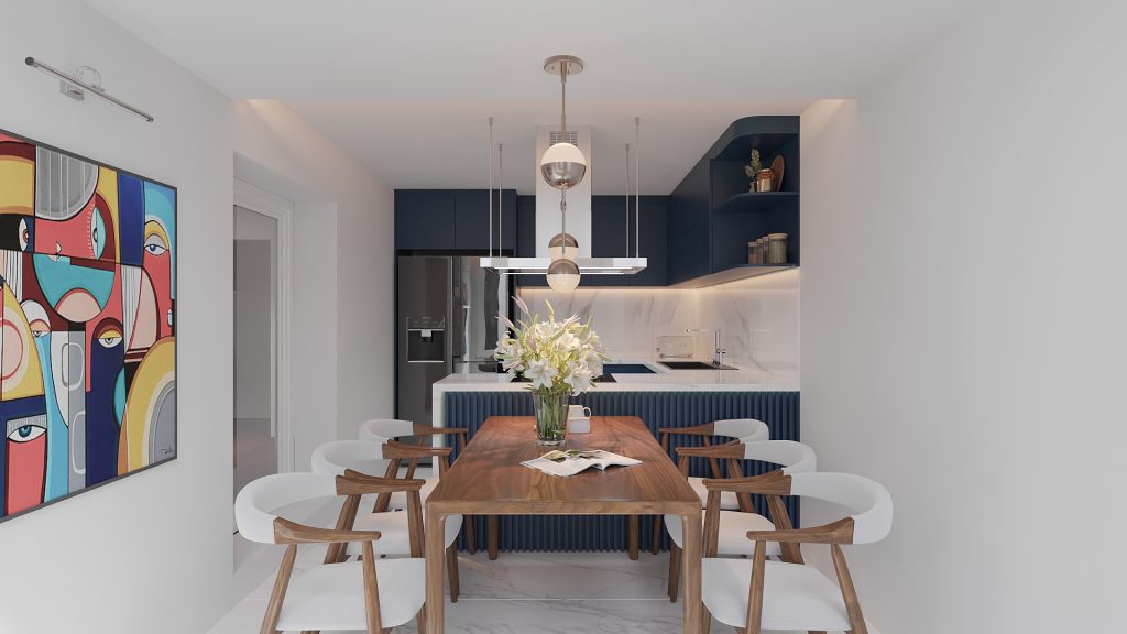 Thiết kế nội thất phòng bếp chung cư 80m2