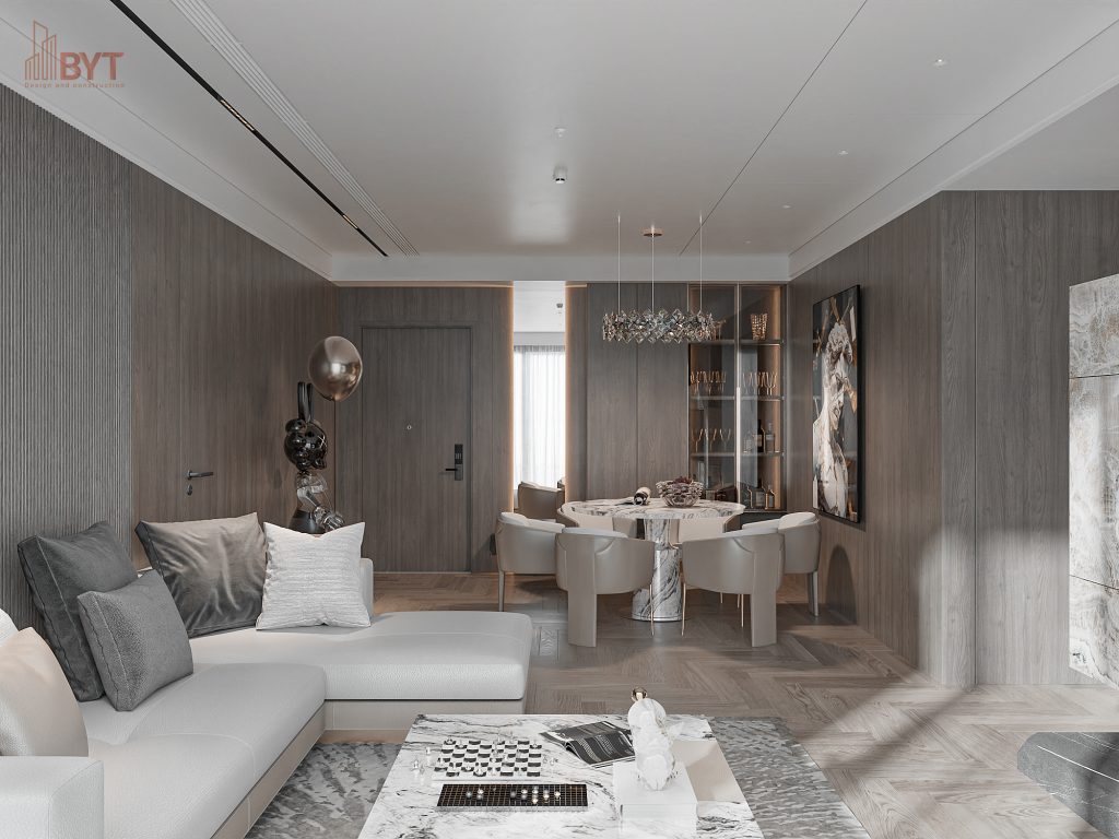 Thiết kế nội thất phòng khách căn hộ 67m2