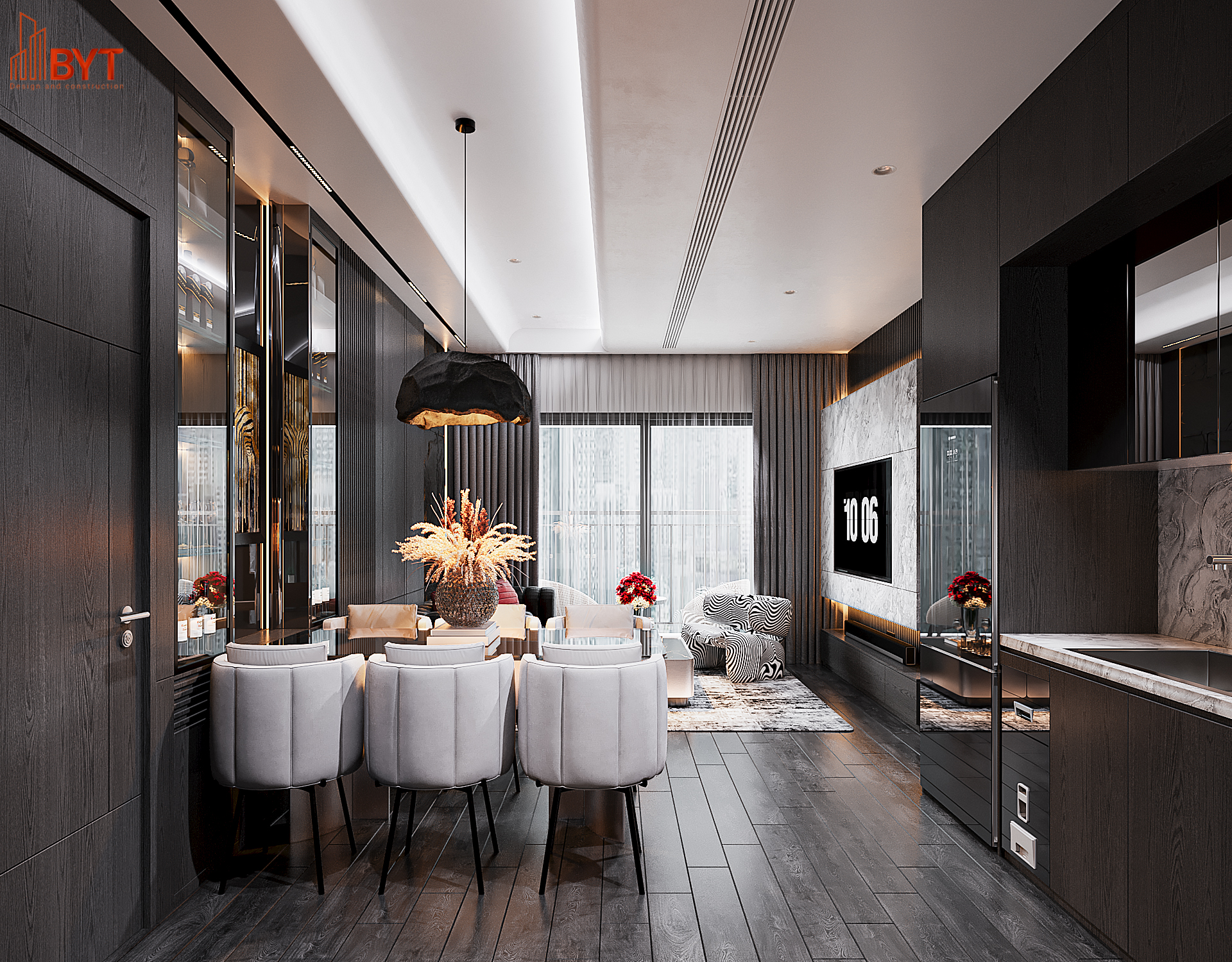 Thiết kế phòng bếp 12m2 phong cách Hiện Đại