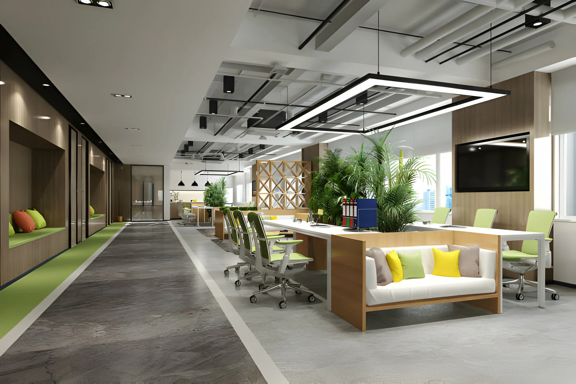 Thiết kế văn phòng 150m2 với cây xanh nội thất