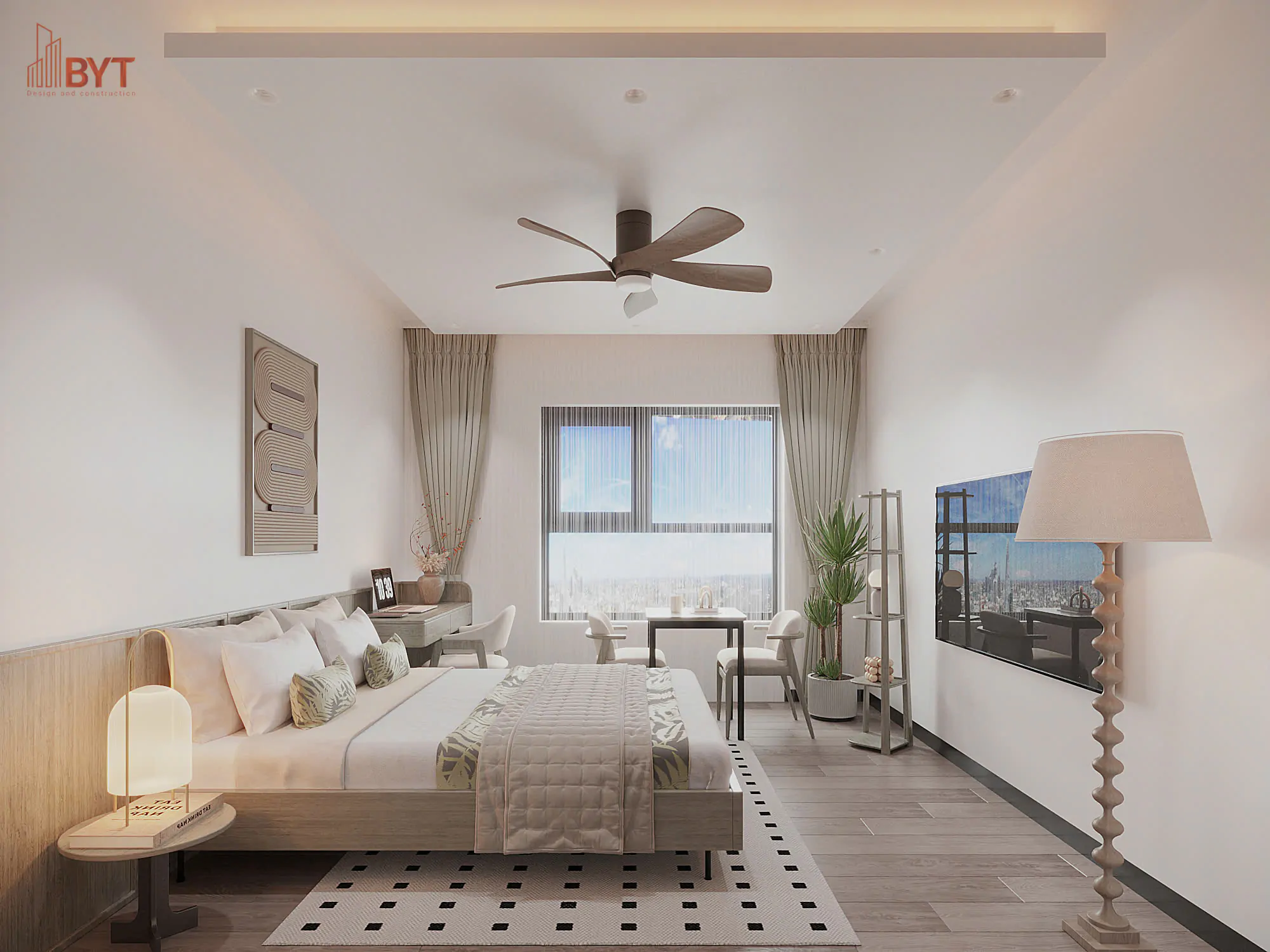 Thiết kế phòng ngủ 22m2 phong cách Wabi-Sabi