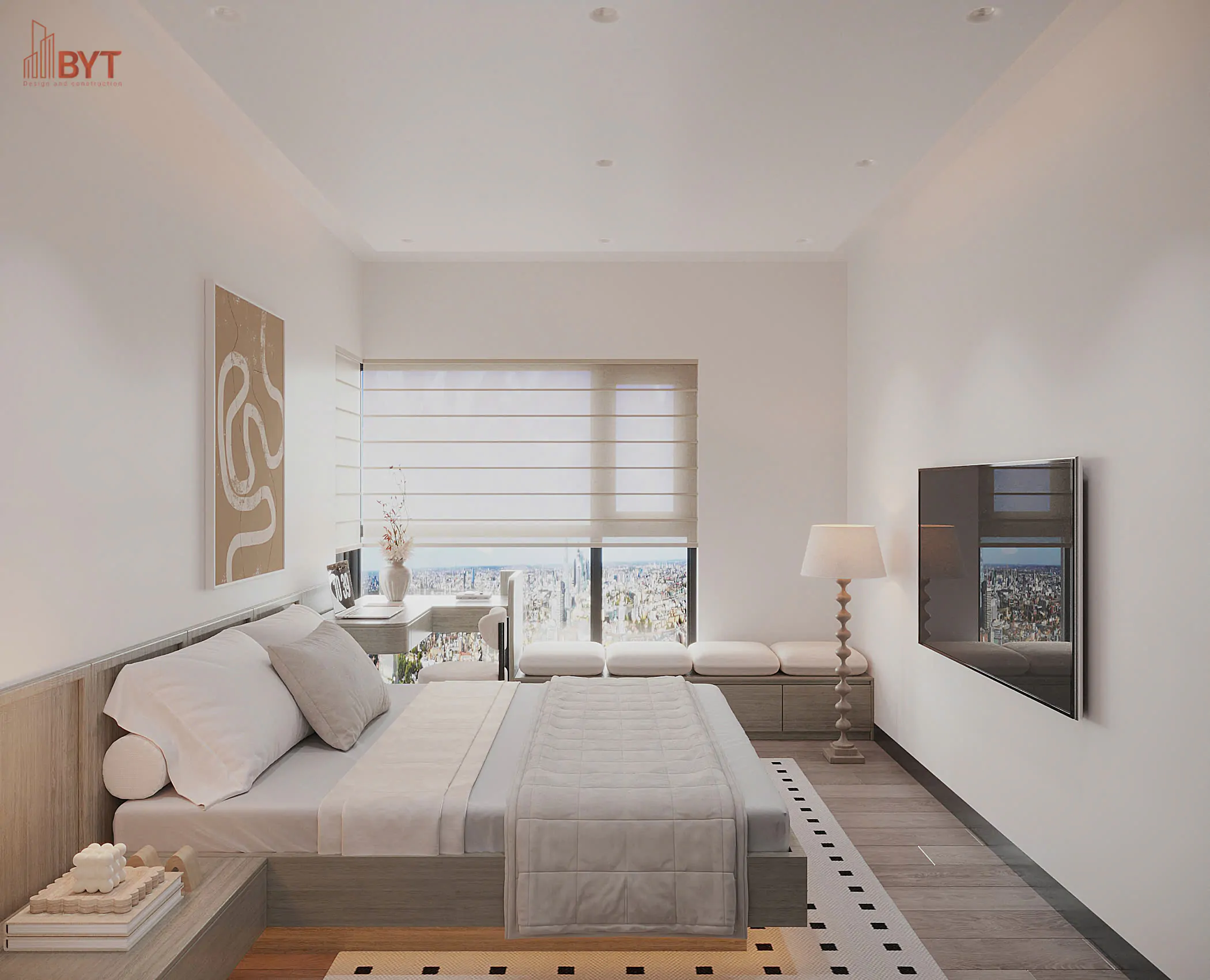 Thiết kế phòng ngủ 27m2 có nhà vệ sinh