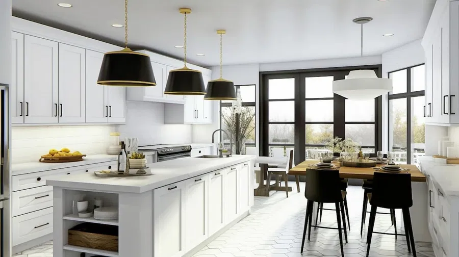 Mẫu phòng bếp liền phòng khách không gian mở