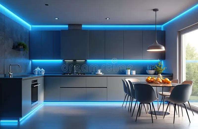 Mẫu phòng bếp sử dụng đèn LED