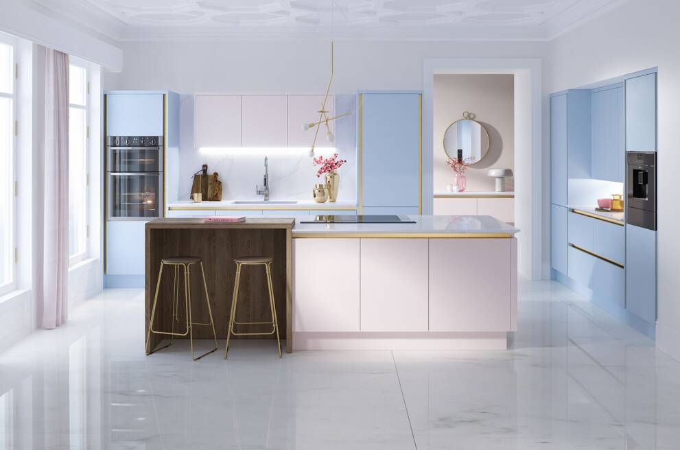 Mẫu phòng bếp tone màu pastel