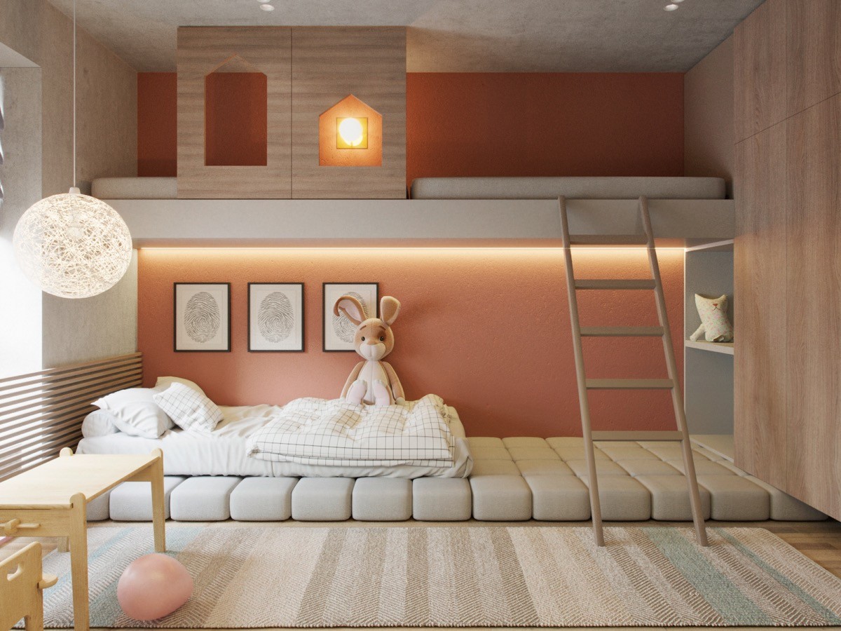 Thiết kế phòng ngủ 25m2 cho trẻ