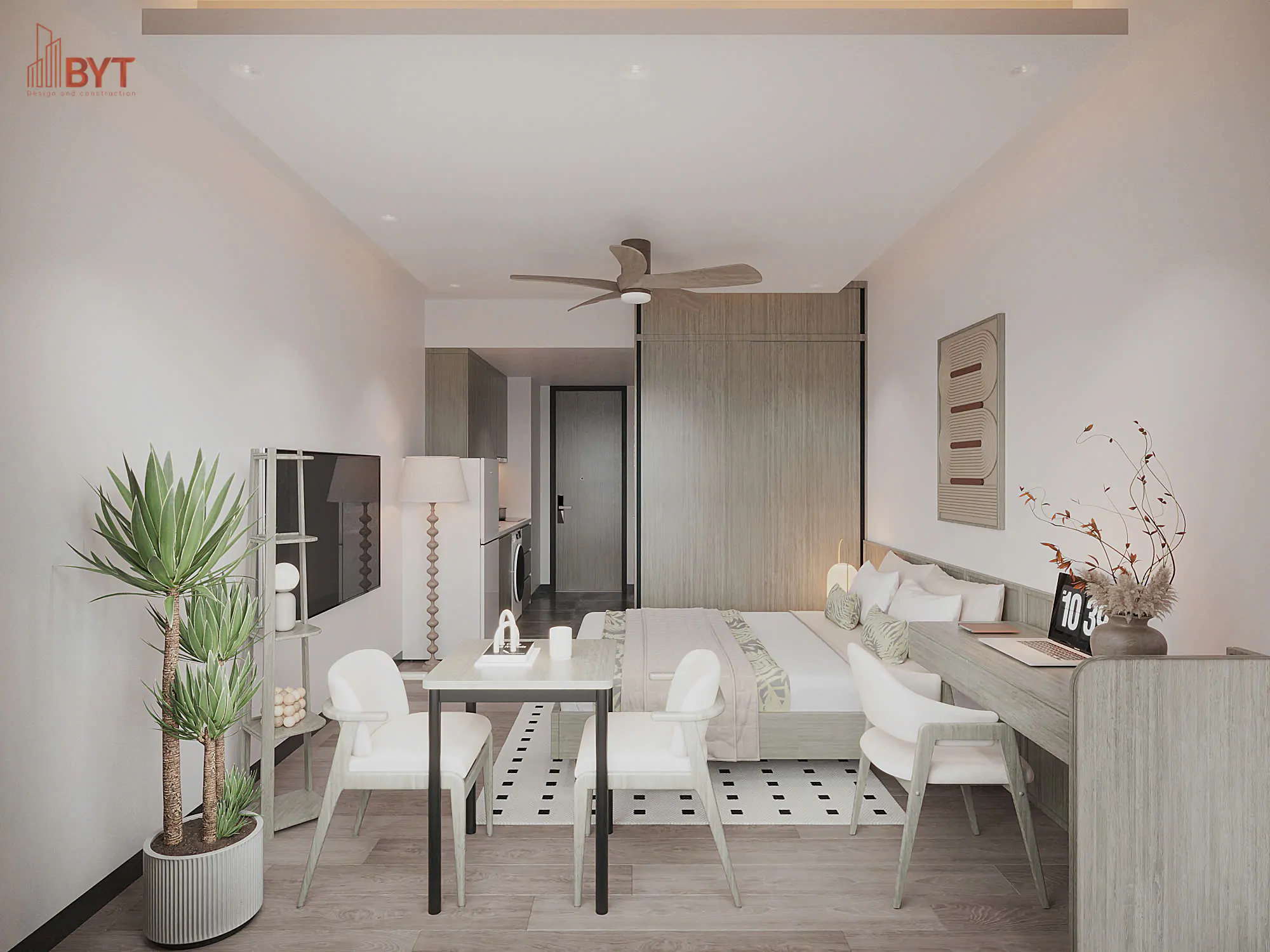 Thiết kế nội thất phòng ngủ căn hộ 38m2