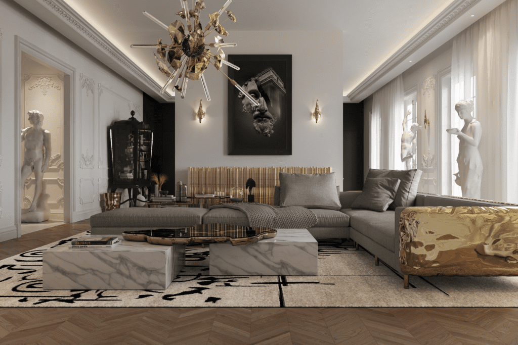 Mẫu thiết kế nội thất chung cư 87m2 phong cách Cổ Điển