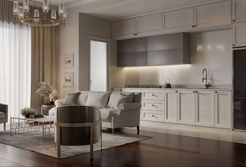 Mẫu thiết kế nội thất chung cư 90m2 phong cách Tối Giản