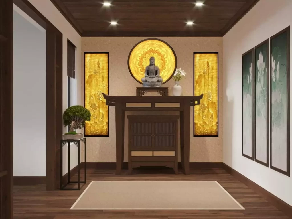 Mẫu thiết kế nội thất phòng thờ chung cư 90m2