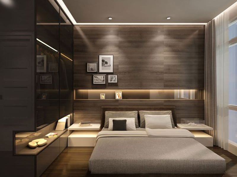 Thiết kế khu vực thay đồ phòng ngủ 7m2 với tủ âm