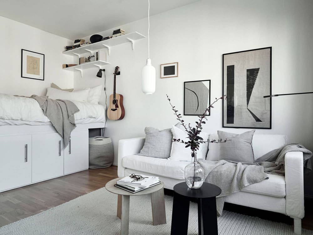 Thiết kế nội thất phòng khách căn hộ mini 20m2