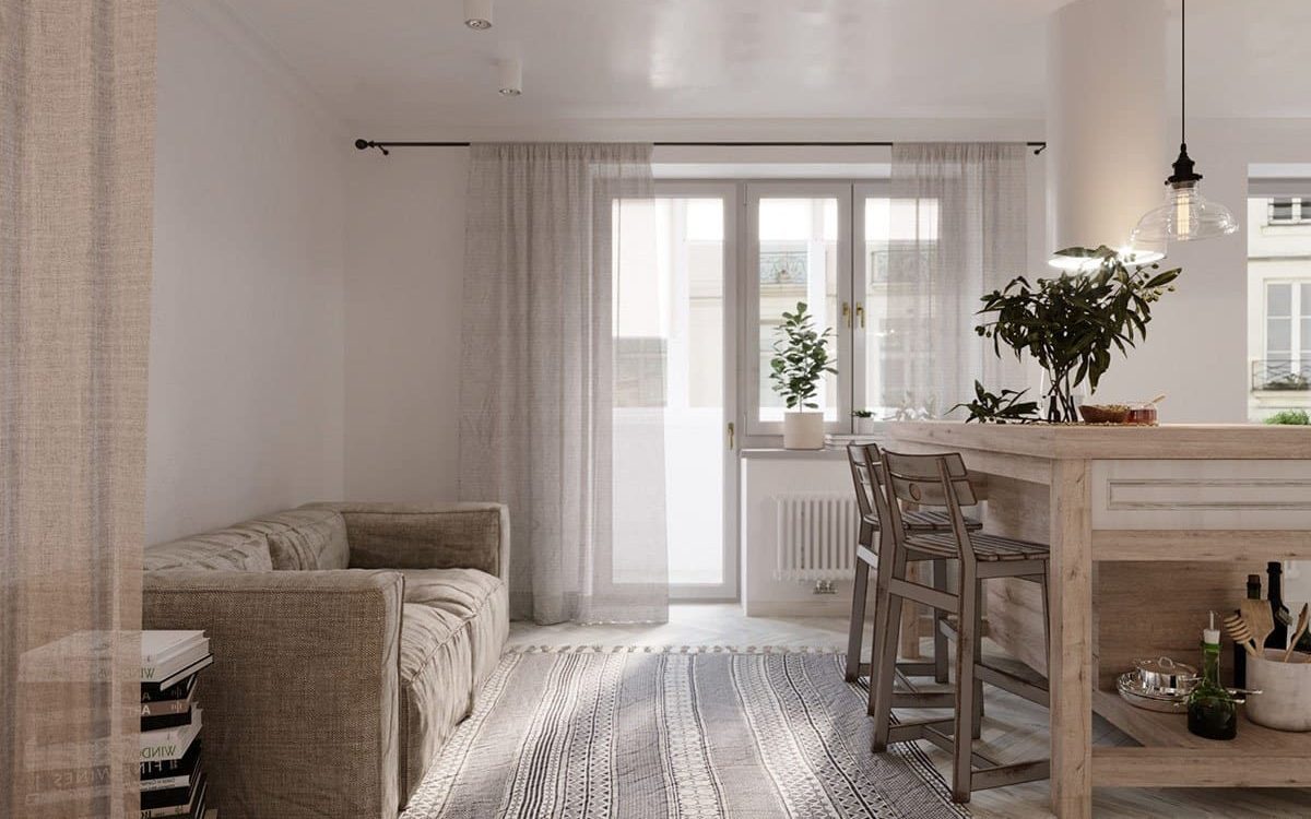 Thiết kế nội thất căn hộ 28m2 phong cách Rustic