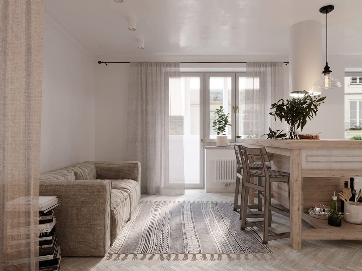 Thiết kế nội thất căn hộ 28m2 phong cách Rustic